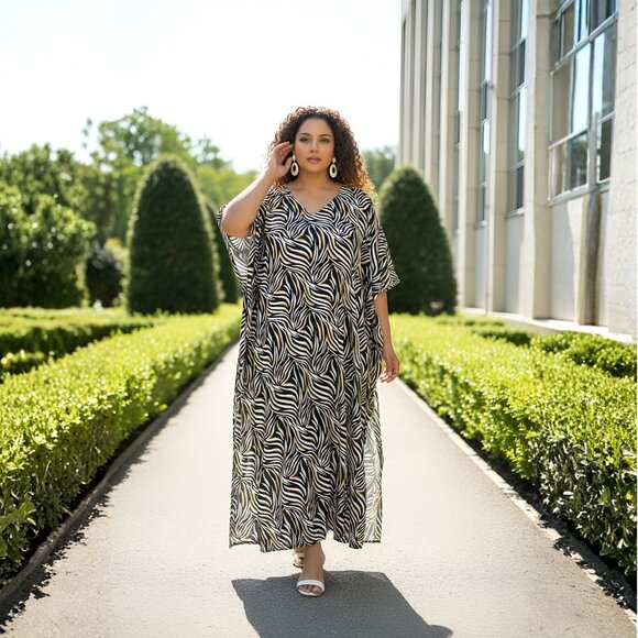 Gypsie Blu Plus Size Women Kaftan Dress Polyester Maxi Dresses Kimono Sleeve - Picture 1 of 10